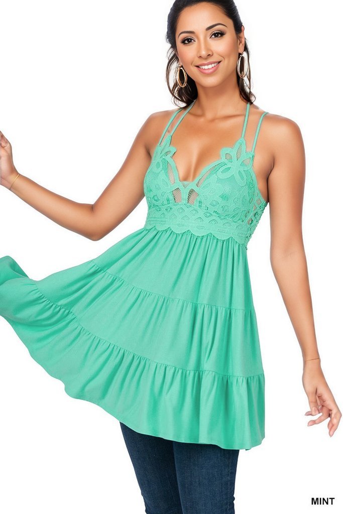 Crochet Lace Ruffle Cami - Cowtown Bling N Things