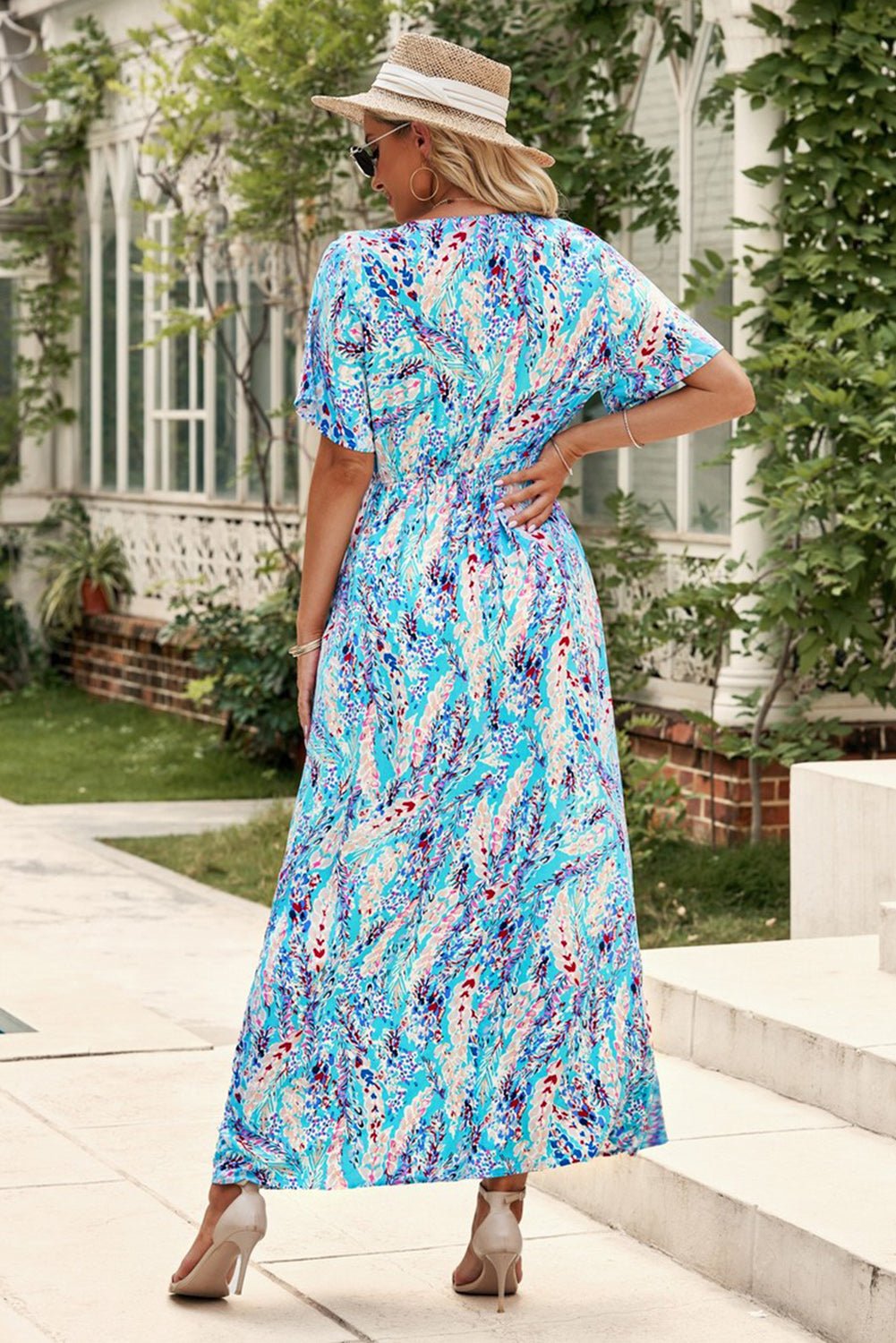 Multicolored V - Neck Maxi Dress - Cowtown Bling N Things