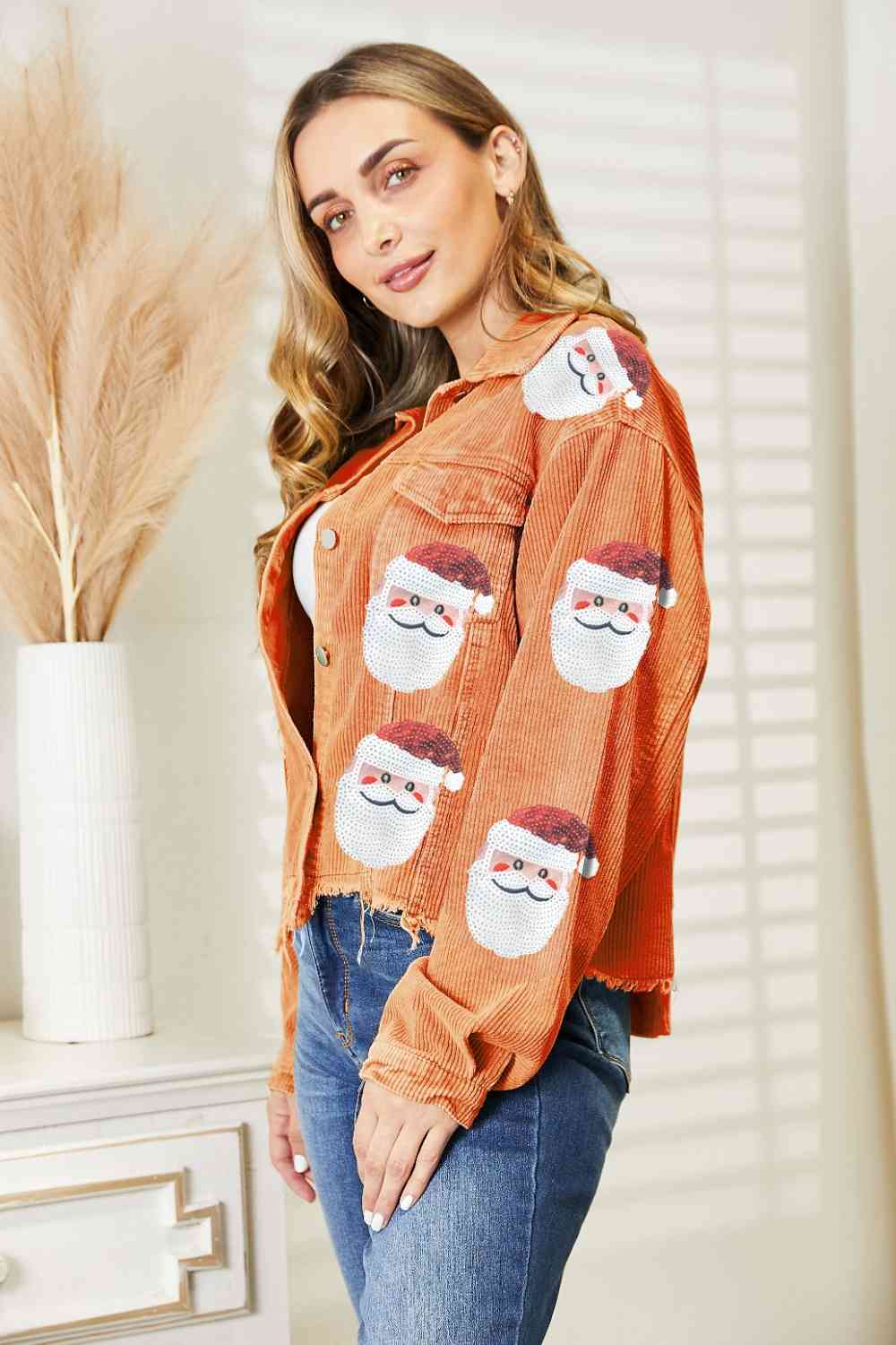 Santa Sequin Raw Hem Jacket - Cowtown Bling N Things