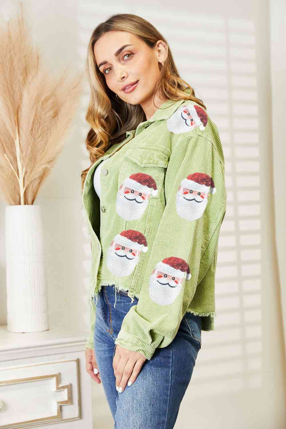 Santa Sequin Raw Hem Jacket - Cowtown Bling N Things