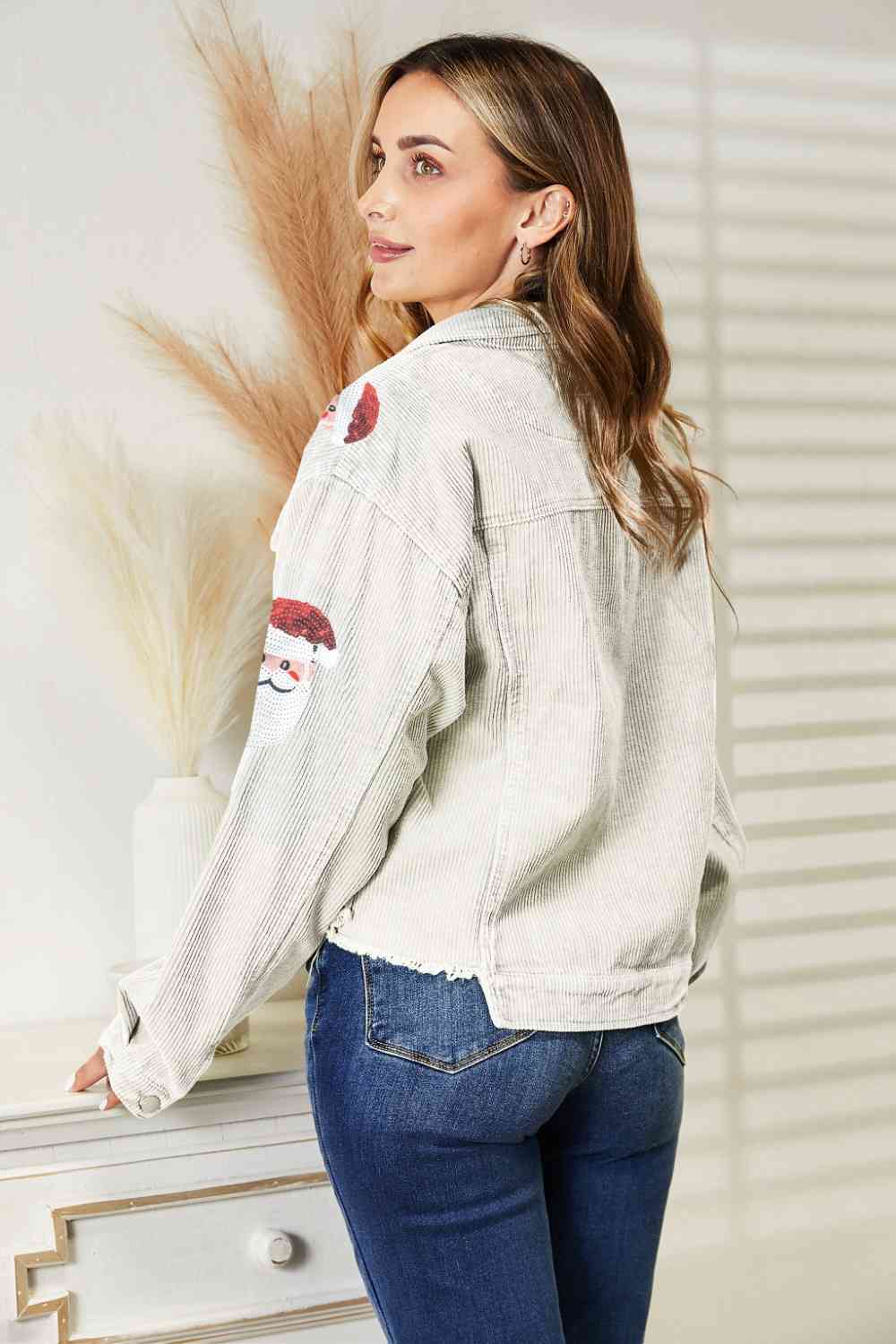 Santa Sequin Raw Hem Jacket - Cowtown Bling N Things