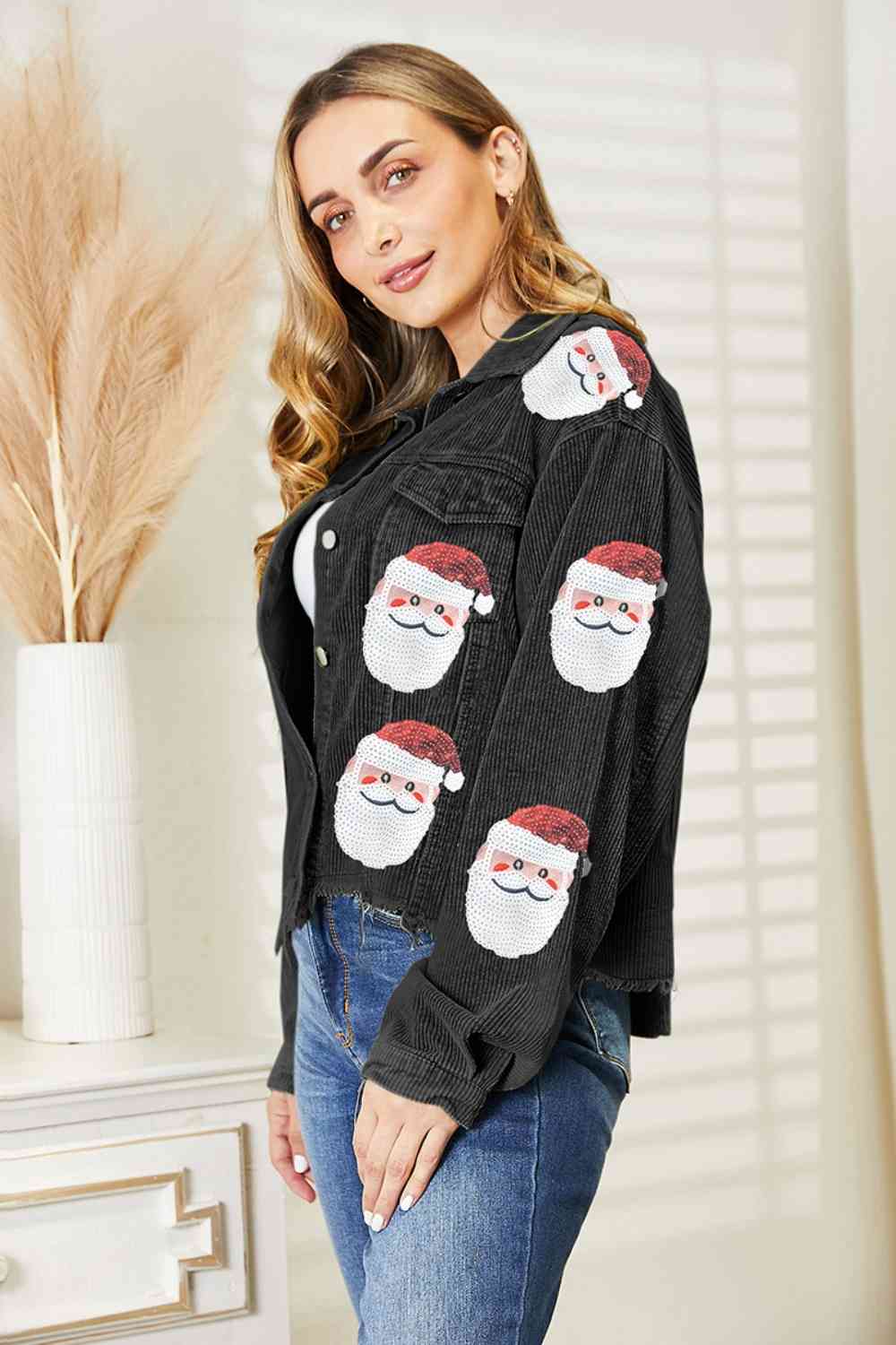 Santa Sequin Raw Hem Jacket - Cowtown Bling N Things