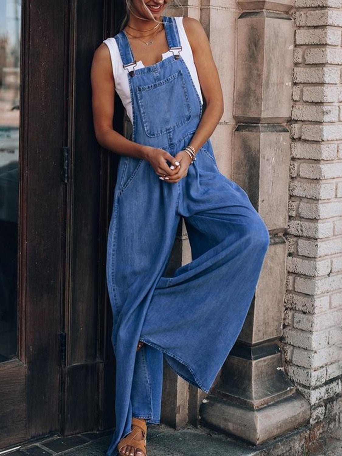 Wide Leg Denim Overalls - Cowtown Bling N Things
