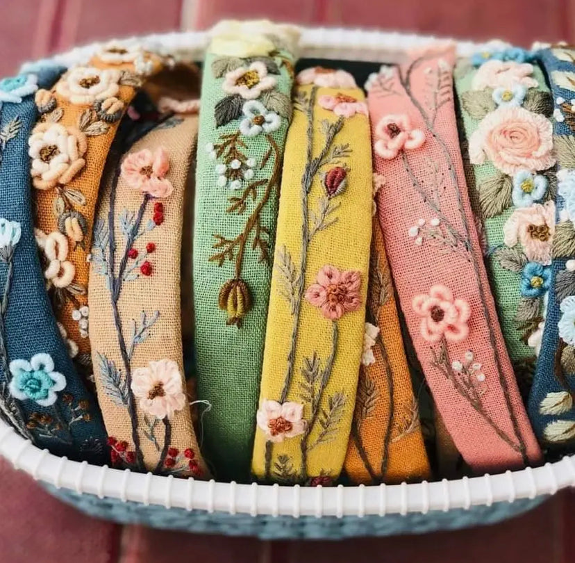 Floral headbands in a bowl