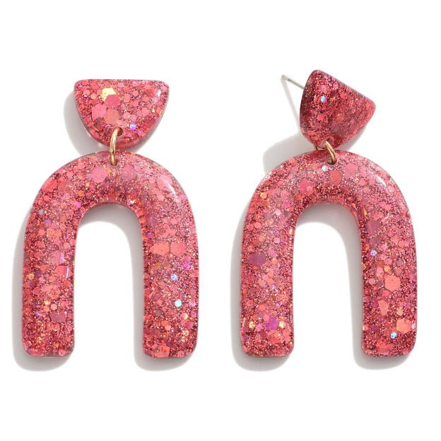 Glitter Arch Drop Earrings - Cowtown Bling N Things