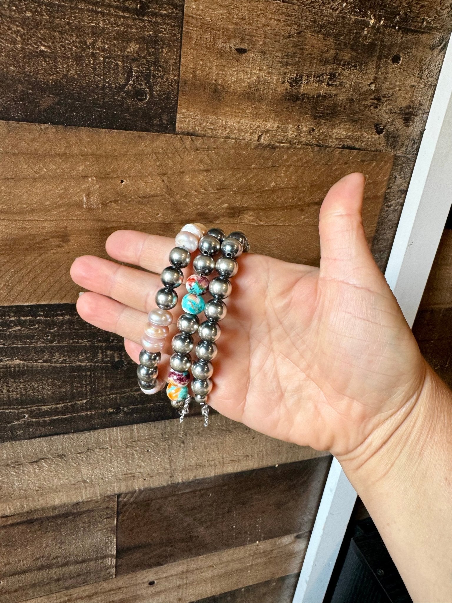 10 mm Sterling Silver Pearls bracelet with fresh water pearls - Made in the USA - Cowtown Bling N Things