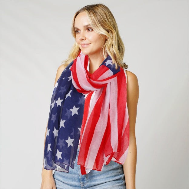 America Flag Lightweight Printed Scarf - Cowtown Bling N Things