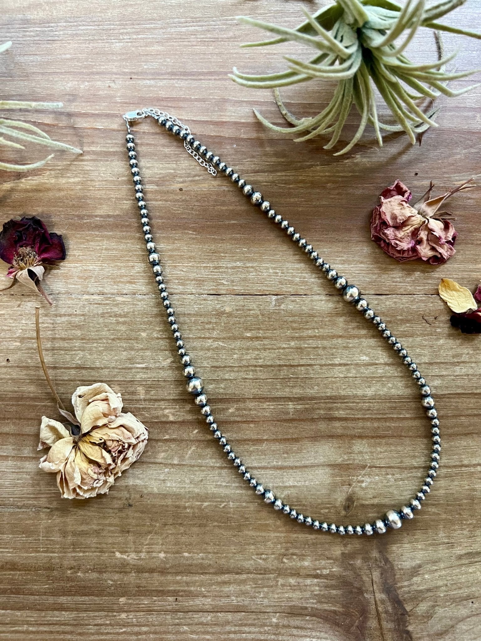 18 inch Graduated Sterling Silver Pearls necklace - Cowtown Bling N Things