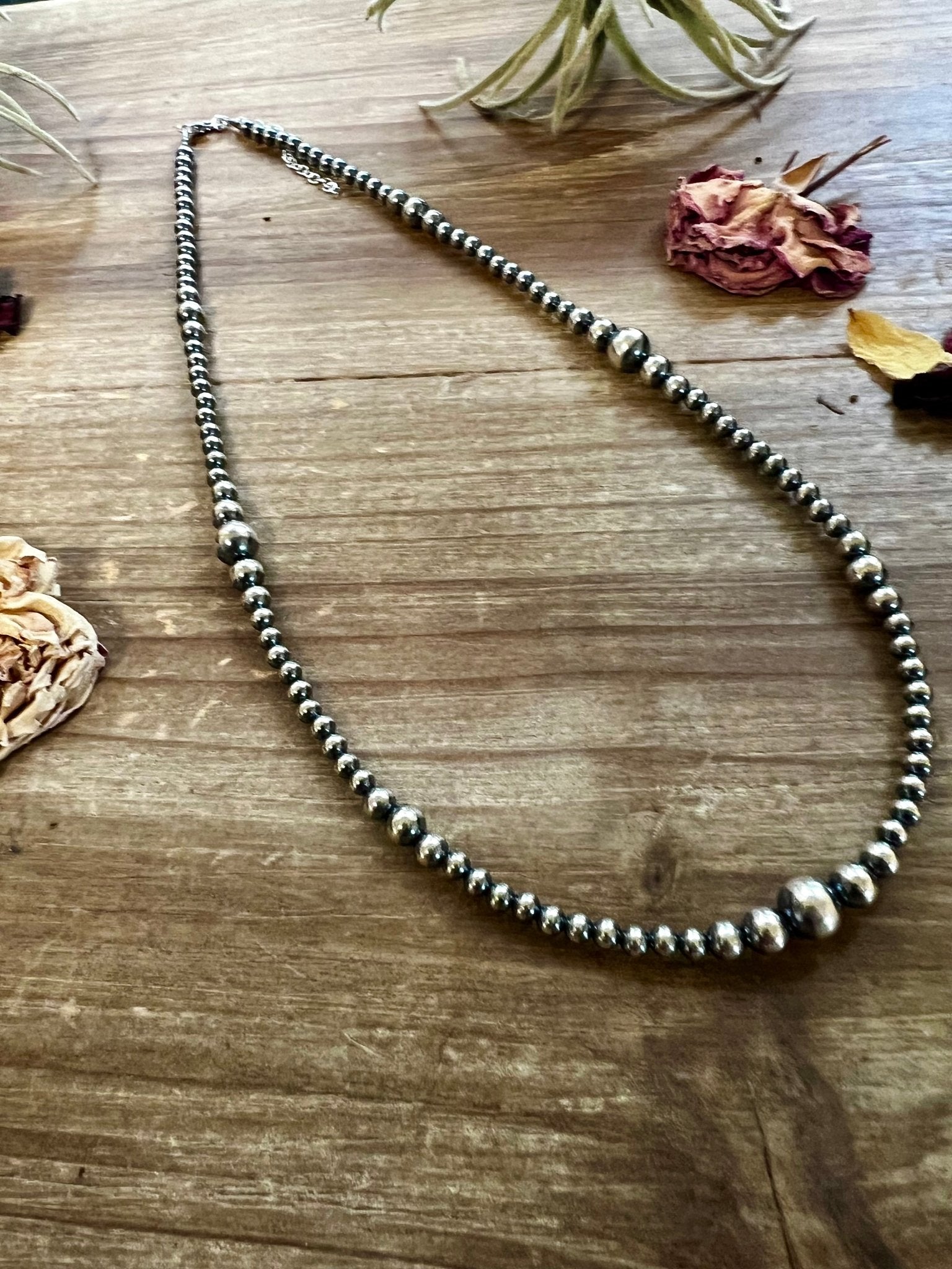 18 inch Graduated Sterling Silver Pearls necklace - Cowtown Bling N Things