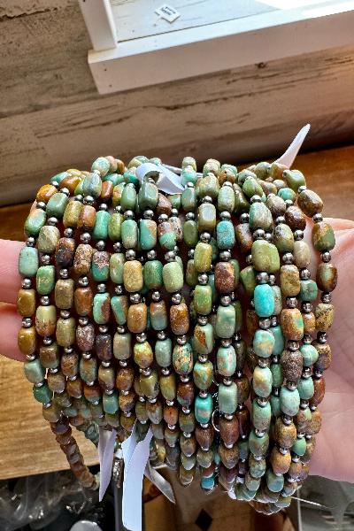 18 Inch Turquoise and 3 mm Sterling Silver Pearls Necklace|Made in USA - Cowtown Bling N Things