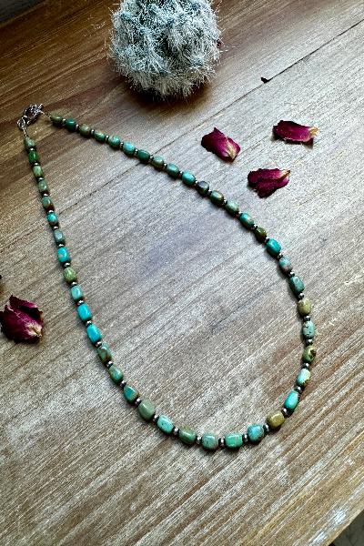 18 Inch Turquoise and 3 mm Sterling Silver Pearls Necklace|Made in USA - Cowtown Bling N Things
