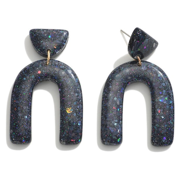 Glitter Arch Drop Earrings - Cowtown Bling N Things