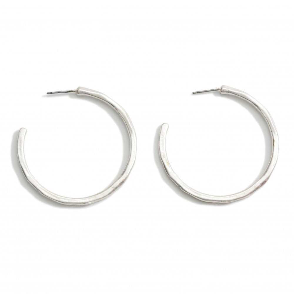 Hammered Metal Hoop Earrings.  - Approximately 1.75" Long - Cowtown Bling N Things