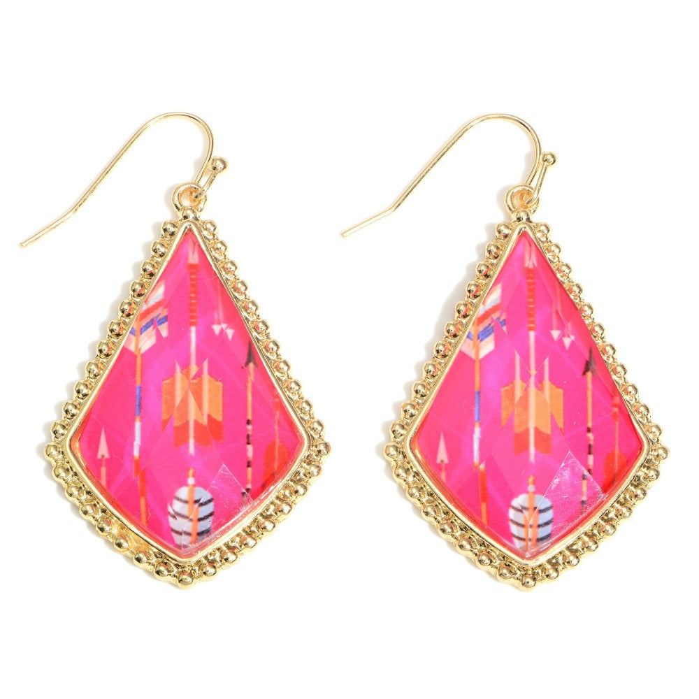 Pink Earrings Featuring Arrow Print Accents - Cowtown Bling N Things