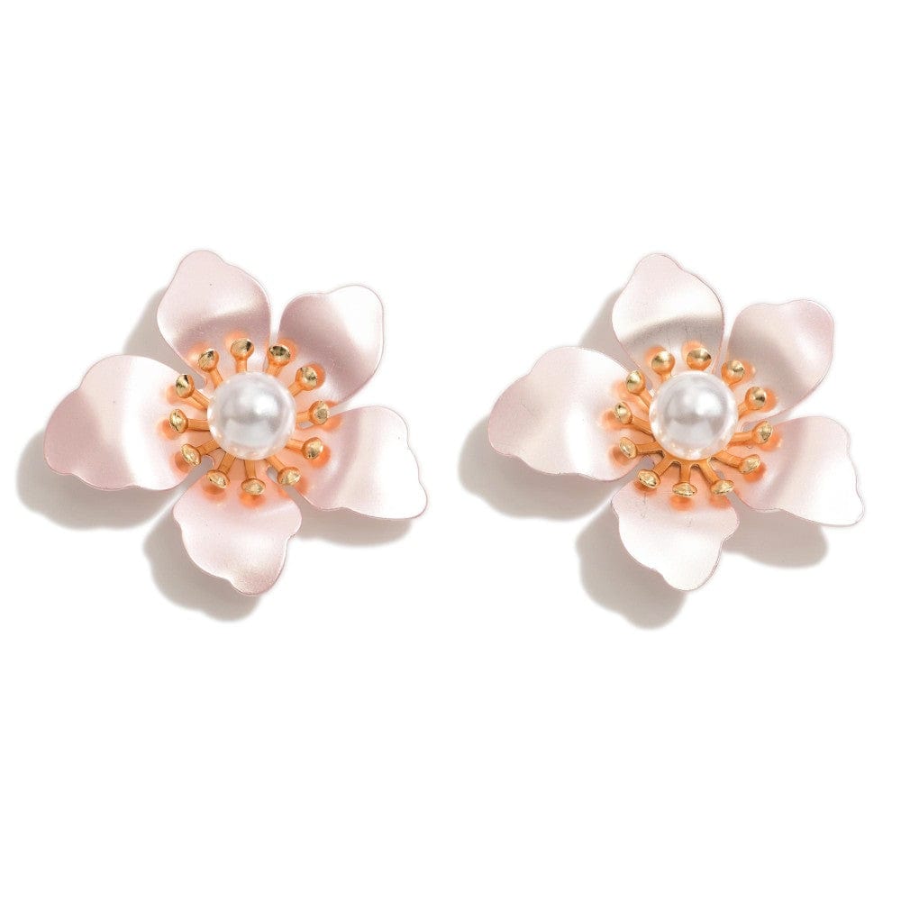 Flower Earrings with Pearl Center - Cowtown Bling N Things