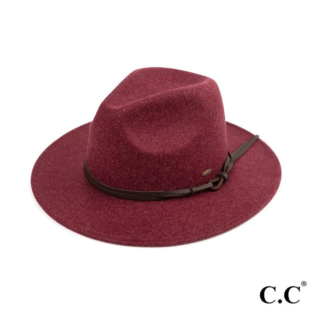Vegan Felt Panama Brim Hat With Leather Trim. - Cowtown Bling N Things