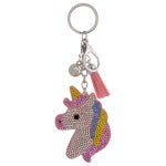 Rhinestone Studded Unicorn Face Keychain With Tassel - Cowtown Bling N Things