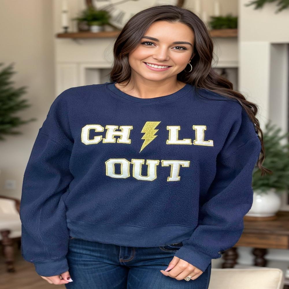 Bolt Up & Chill Out - Navy Sweater