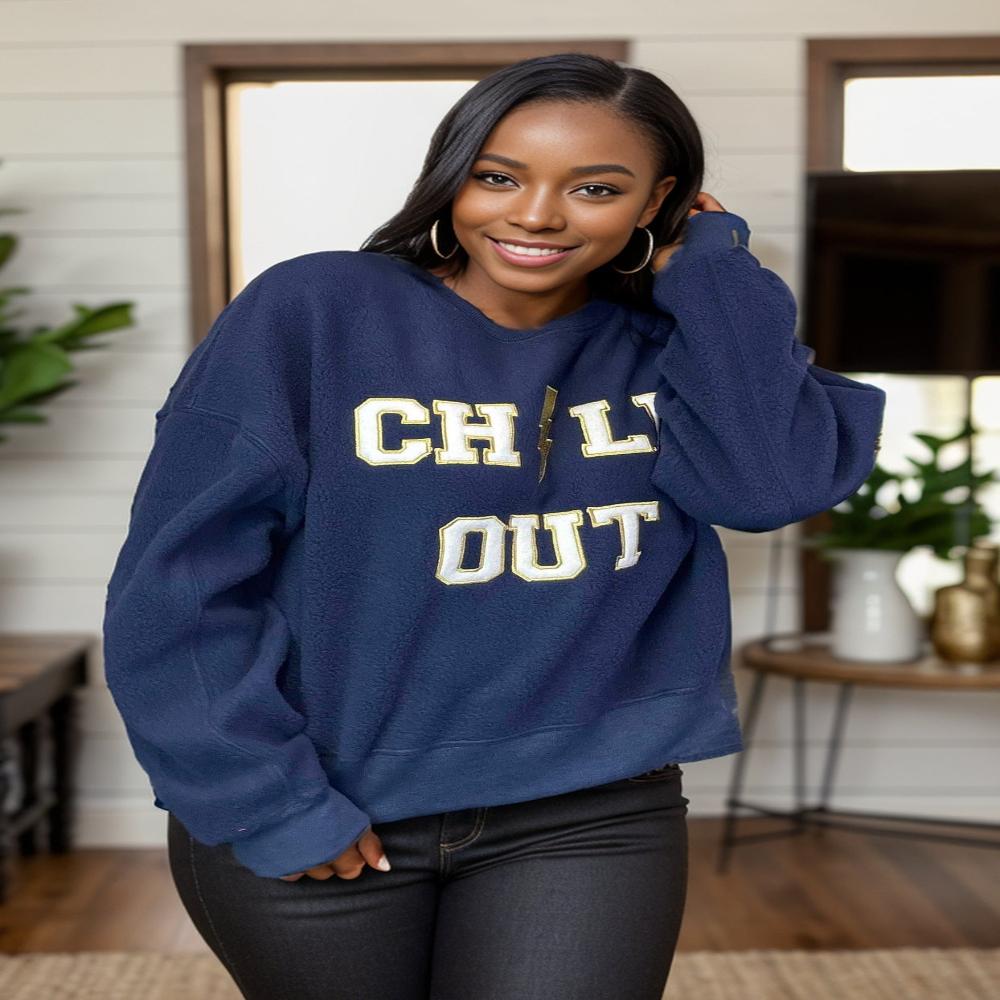 Bolt Up & Chill Out - Navy Sweater