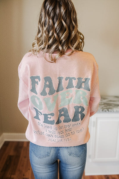 Gildan |Faith Over Fear |Sweatshirt | Pink | S-3XL