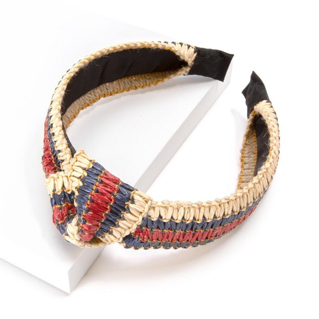 Thick Stripe Knotted Straw Headband - Cowtown Bling N Things