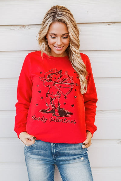 Port & Co |Howdy Valentines |  Sweatshirt | Red | S-3XL