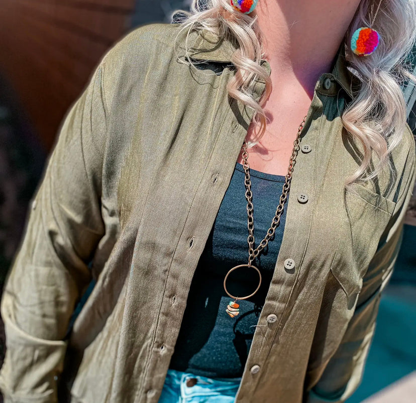 Button Down Chambray Top - Cowtown Bling N Things