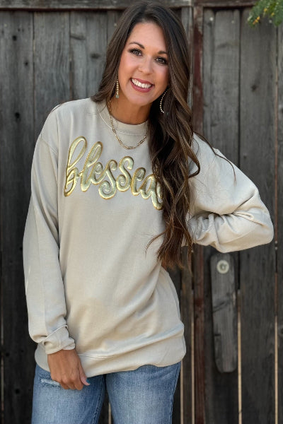 Texas True Threads cream thankful season crewneck sweatshirt available at Cowtown Bling N Things.