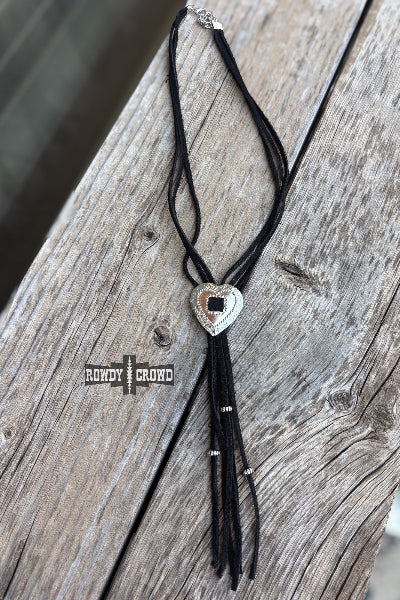 Rowdy Crowd Clothing Heart Breaker Necklace western heart concho fringe available at Cowtown Bling N Things.