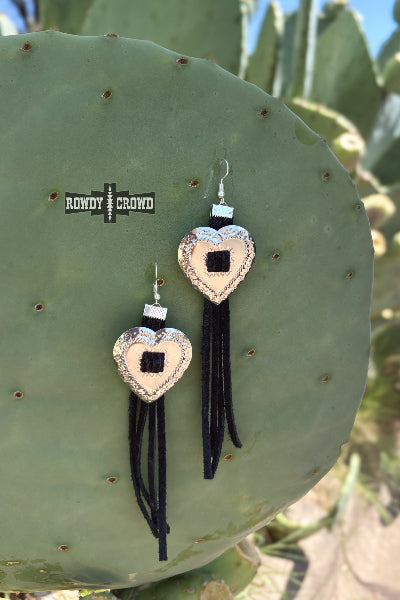 Rowdy Crowd Clothing Heart Breaker Earrings western heart concho fringe – Cowtown Bling N Things