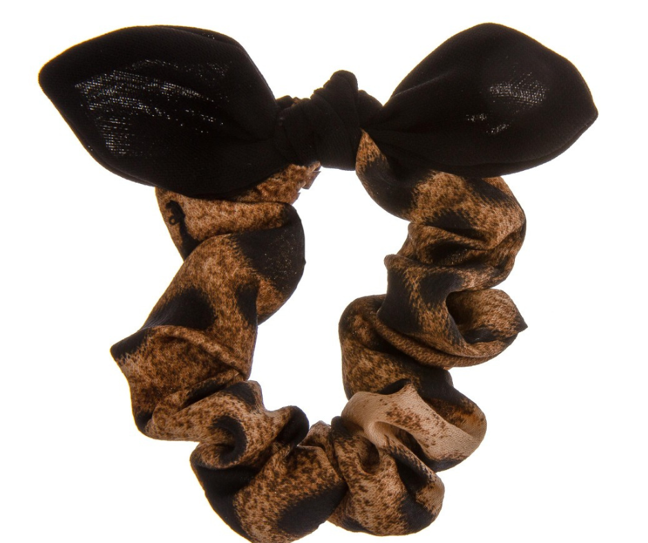 Leopard Print Bow Hair Scrunchie - Cowtown Bling N Things