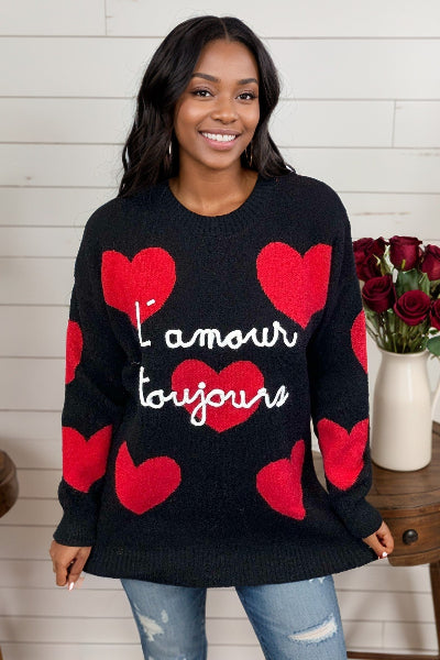 Jade By Jane |Love Always Sweater | Black | S-3XL