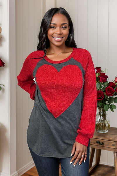 Heimish |Love Big Pullover | Red/Gray | S-3XL