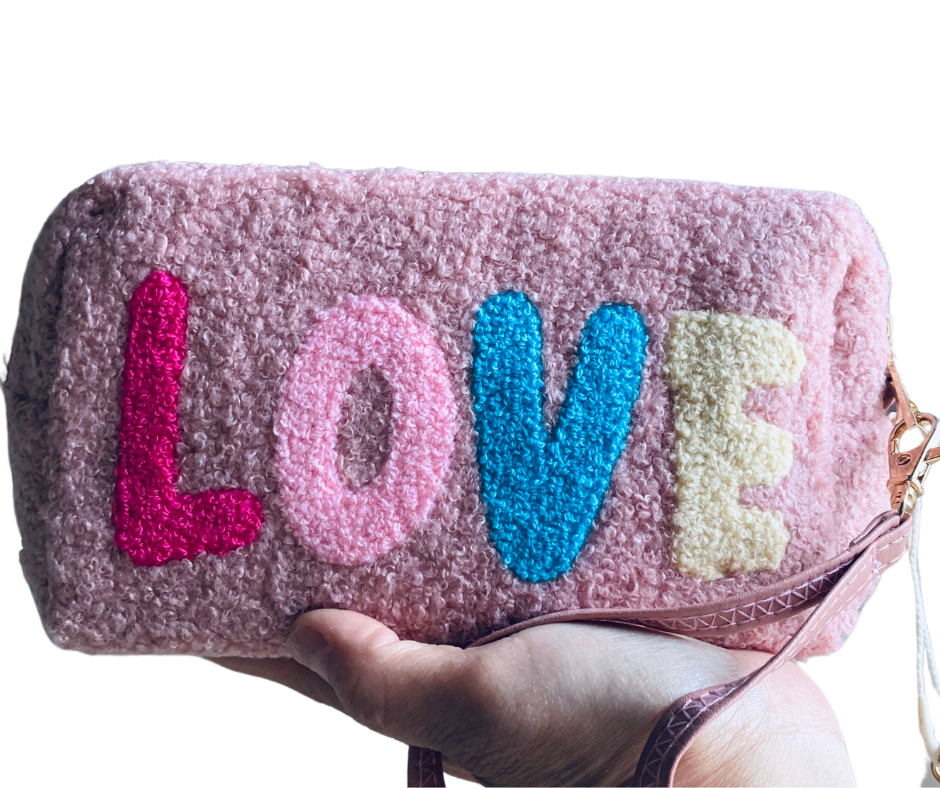 Terry Cloth Love Accessory Wristlet Bag - Cowtown Bling N Things