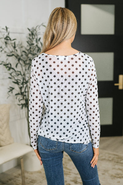 One Eleventh North Passively Poise Long Sleeve Top in Polka Dot