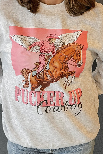 Port & Co | Pucker Up Cowboy | Sweatshirt | Ash | S-3XL