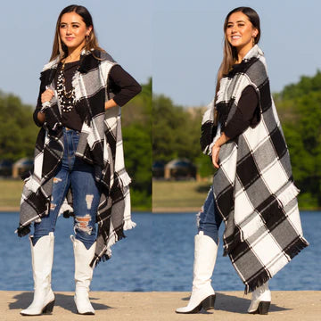 Plaid Vest with Fringe - Cowtown Bling N Things