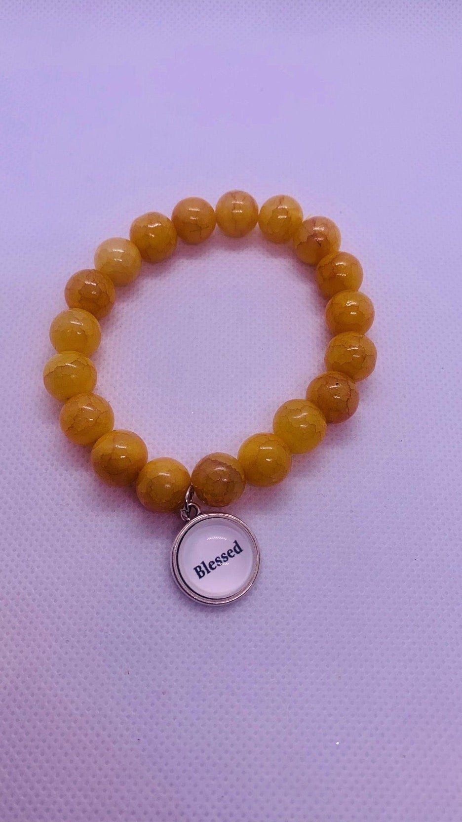“Blessed” Charm Glass Bracelet - Cowtown Bling N Things