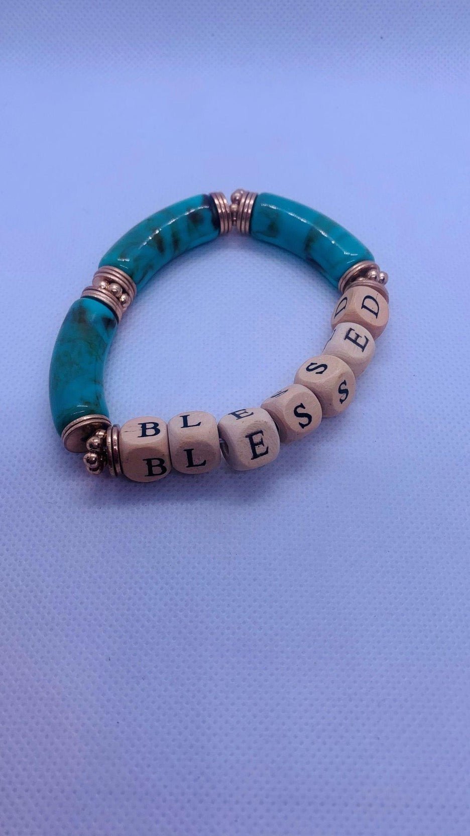“Blessed” Wood Bead Stretch Bracelet - Cowtown Bling N Things