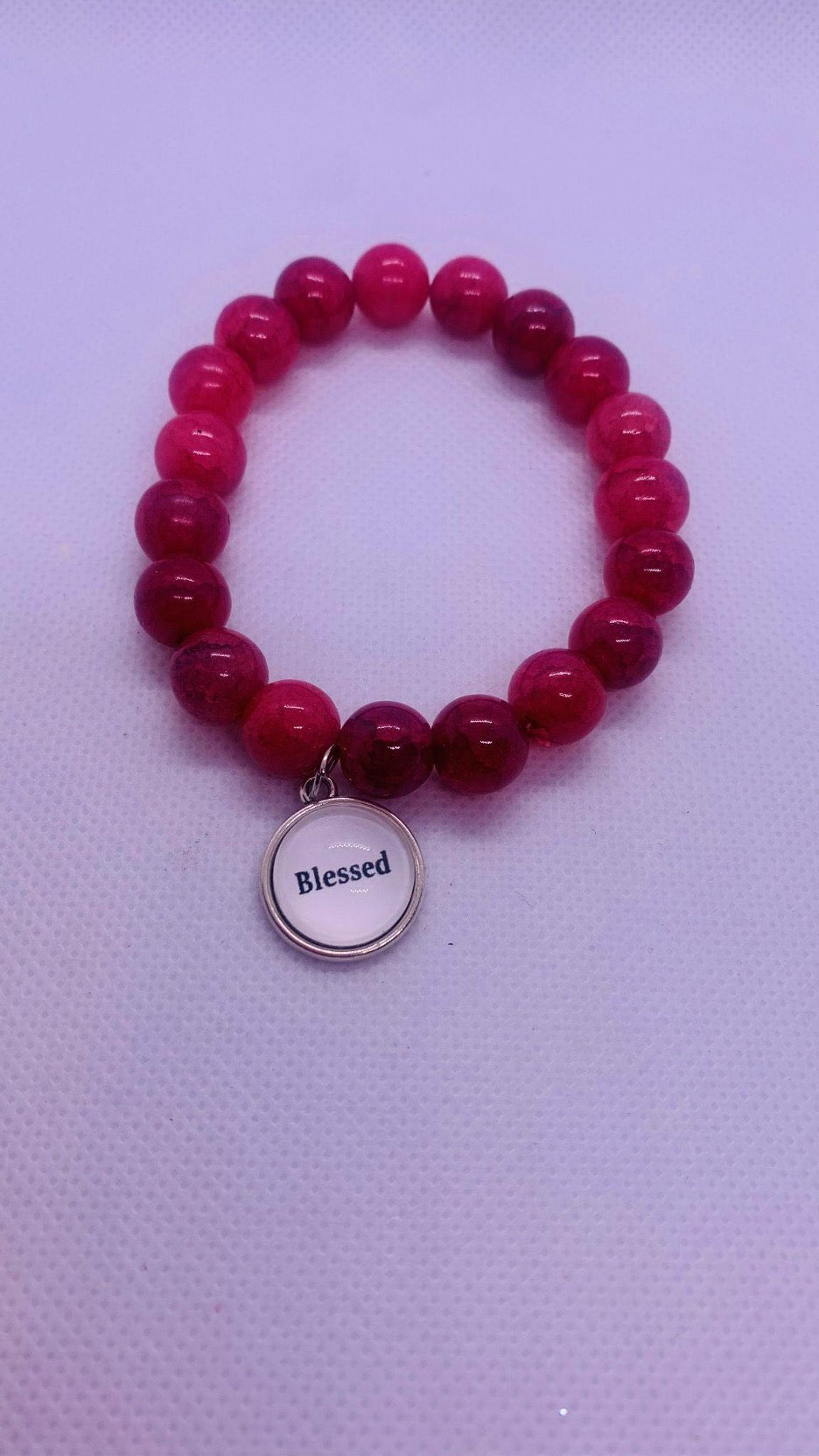 “Blessed” Charm Glass Bracelet - Cowtown Bling N Things