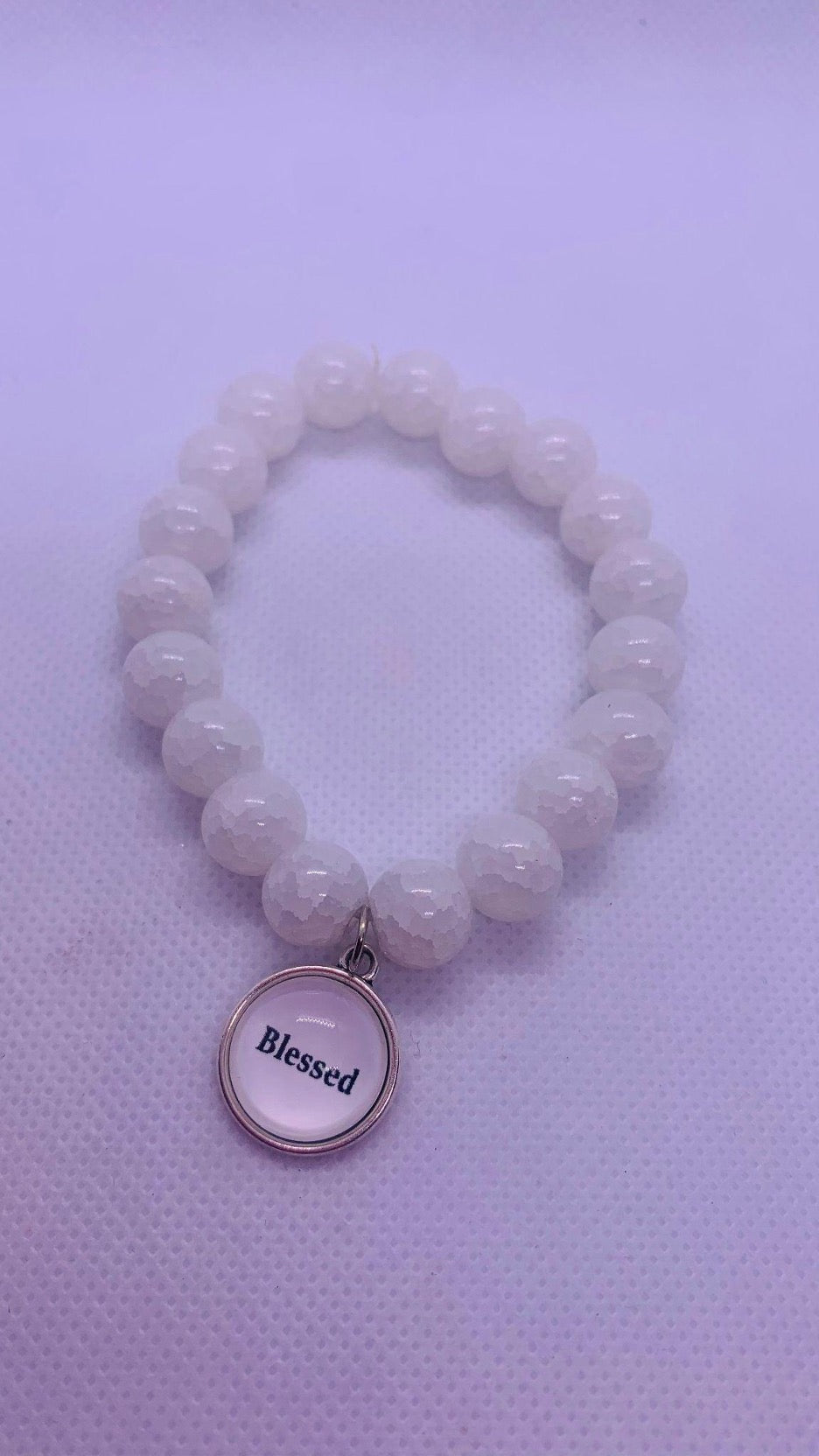 “Blessed” Charm Glass Bracelet - Cowtown Bling N Things