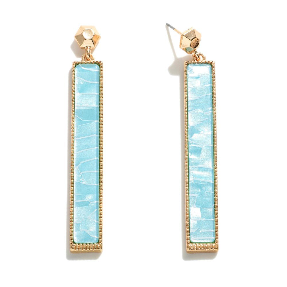 Blue Bar Drop Earrings - Cowtown Bling N Things
