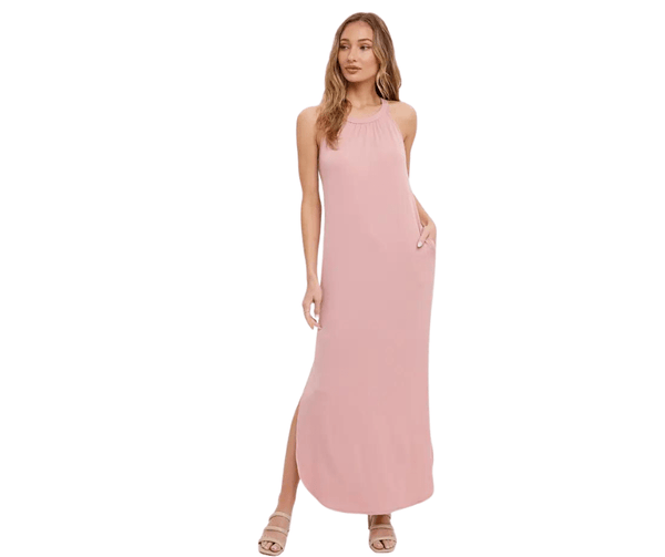 Bluivy Halter Neck Maxi Dress with Pocket Small Bluivy Halter Neck Maxi Dress with Pocket Small