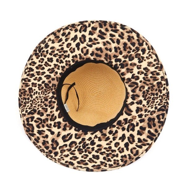 Brim Straw Hat - Leopard Print - Cowtown Bling N Things