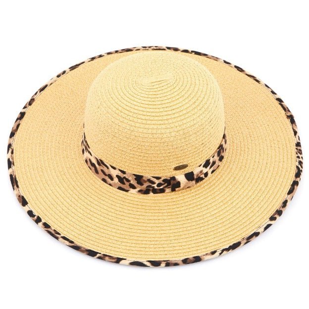 Brim Straw Hat - Leopard Print - Cowtown Bling N Things