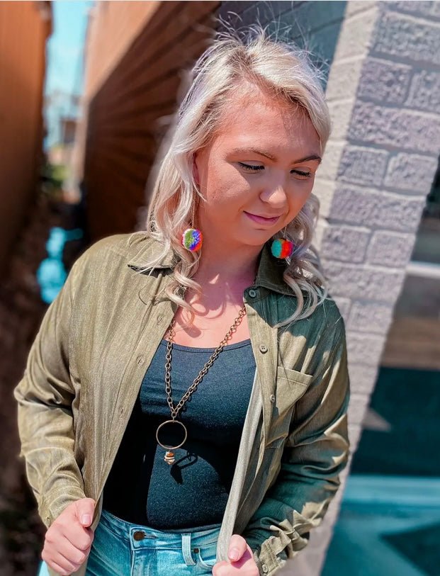 Button Down Chambray Top - Cowtown Bling N Things