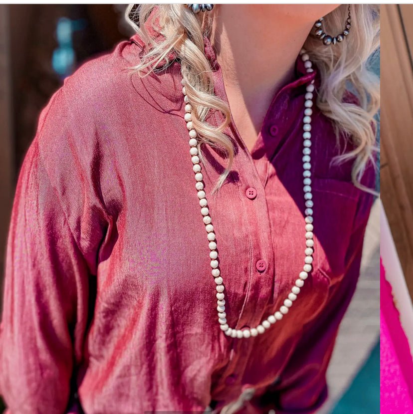 Button Down Chambray Top - Cowtown Bling N Things
