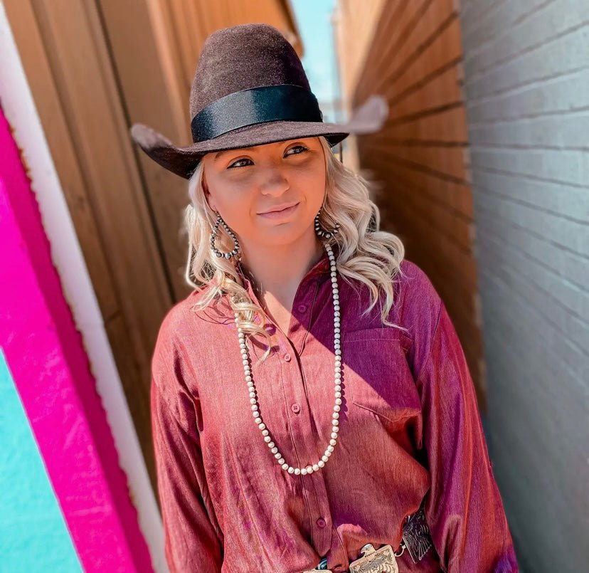 Button Down Chambray Top - Cowtown Bling N Things