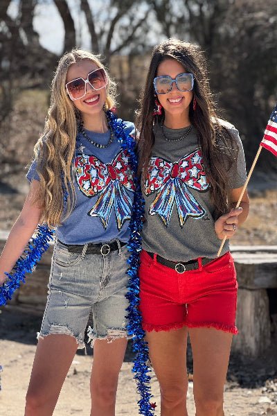 Callie Ann Stelter Patriotic Bow Tee - Cowtown Bling N Things