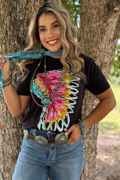 Callie Ann Stelter Pink Headdress Tee - Cowtown Bling N Things